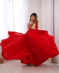 Antique Fashion 1 Designer Lehengas - L, Red
