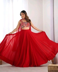 Antique Fashion 1 Designer Lehengas - L, Red