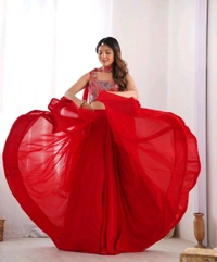 Antique Fashion 1 Designer Lehengas - L, Red