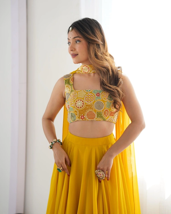 Antique Fashion 1 Designer Lehengas - Xs, yellow