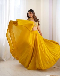 Antique Fashion 1 Designer Lehengas - Xs, yellow