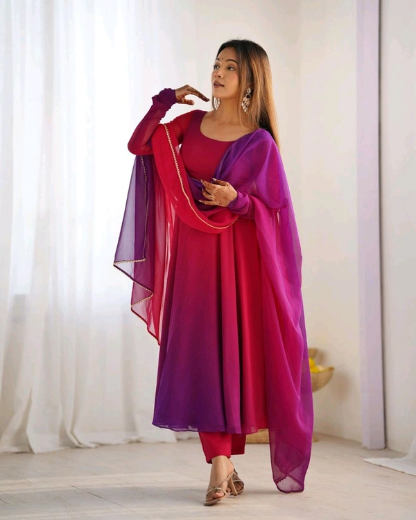 Antique Fashion 1 Anarkali Suit Set Collection  - L, DarkPink