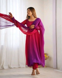 Antique Fashion 1 Anarkali Suit Set Collection  - L, DarkPink