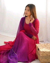 Antique Fashion 1 Anarkali Suit Set Collection  - L, DarkPink