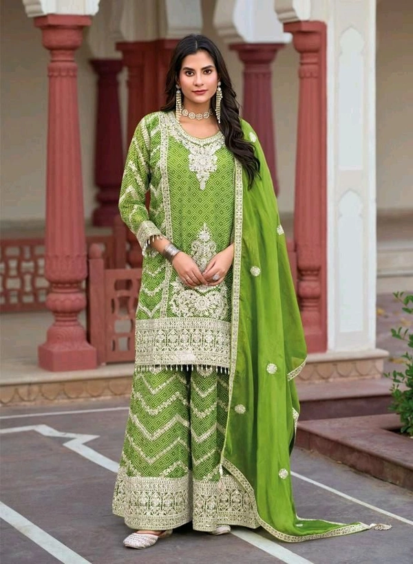 Antique Fashion 1 Kurti plazo Set  - M, Japanese Laurel