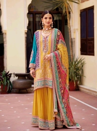 Antique Fashion 1 pakistani Suit  - M, Flamingo