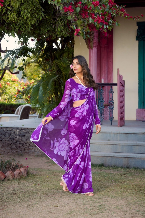 Antique Fashion 1 chiffon saree - Purple