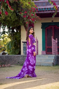 Antique Fashion 1 chiffon saree - Purple