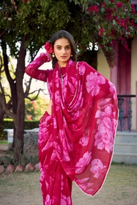 Antique Fashion 1 chiffon saree - pink