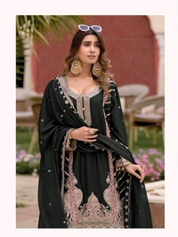 Antique Fashion 1 Kurti Plazo Set - Xl, Black