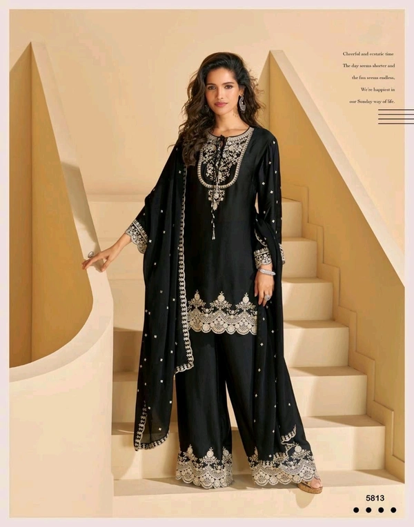 Antique Fashion 1 Kurti Plazo Set - Black, L