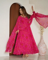 Antique Fashion 1 Anarkali Gown Collection  - S, pink