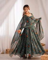 Antique Fashion 1 Anarkali Gown Collection  - Xs, green