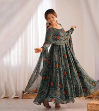 Antique Fashion 1 Anarkali Gown Collection  - M, green