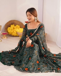 Antique Fashion 1 Anarkali Gown Collection  - M, green