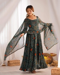 Antique Fashion 1 Anarkali Gown Collection  - L, green