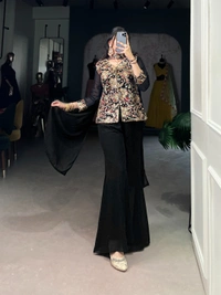 Antique Fashion 1 Kurti Plazo Set  - Xl, Black