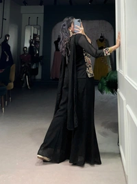 Antique Fashion 1 Kurti Plazo Set  - Xl, Black