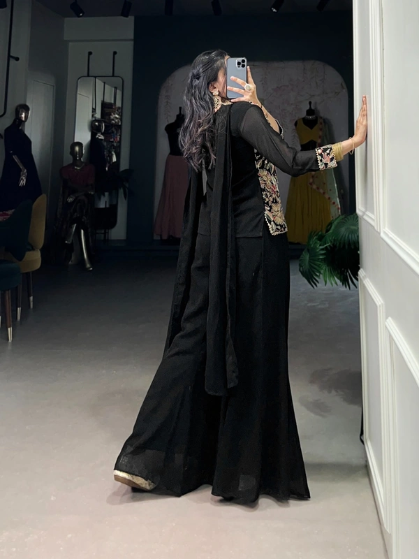 Antique Fashion 1 Kurti Plazo Set  - Xl, Black
