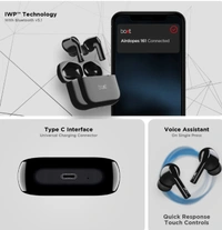 Boat Airdopes 161 With ASAP Charge 10,mm Drivers And 17 Hours Playback Bluetooth Headset (Pebble Black, True Wireless)  - bold blue,black,white
