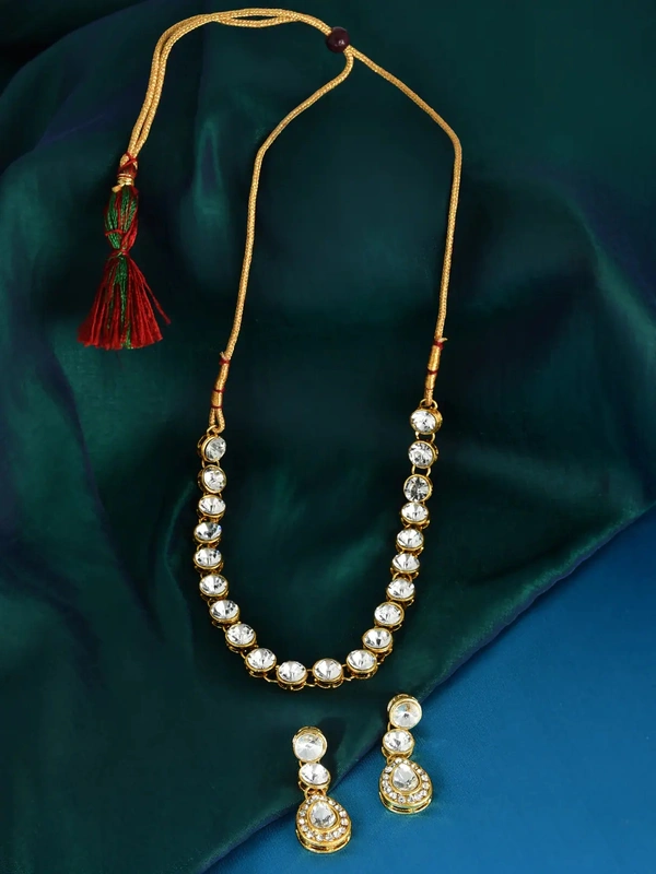 Zaveri Pearls Gold-Plated Studded Ethnic Jewellery Set - no color