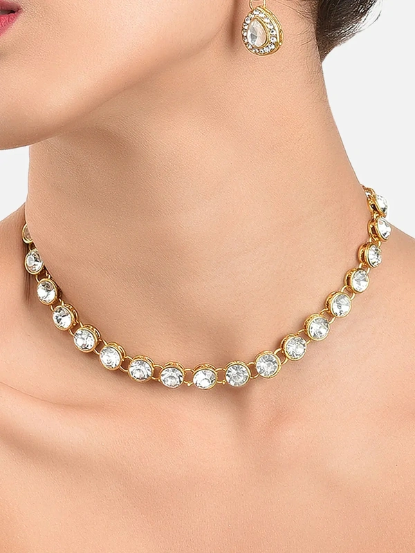 Zaveri Pearls Gold-Plated Studded Ethnic Jewellery Set - no color