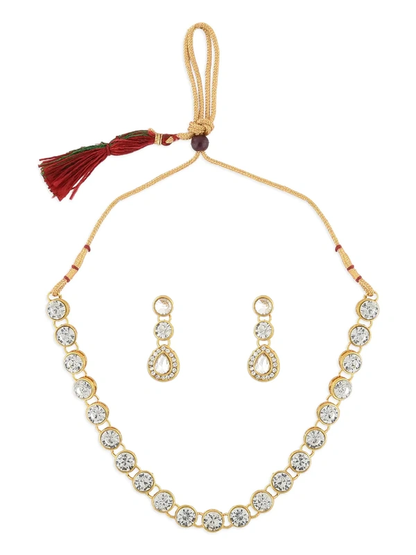 Zaveri Pearls Gold-Plated Studded Ethnic Jewellery Set - no color