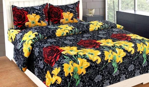 Decorum 144 TC Microfiber Double Floral Flat Bedsheet (pack Of 1) - Double