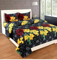 Decorum 144 TC Microfiber Double Floral Flat Bedsheet (pack Of 1) - Double
