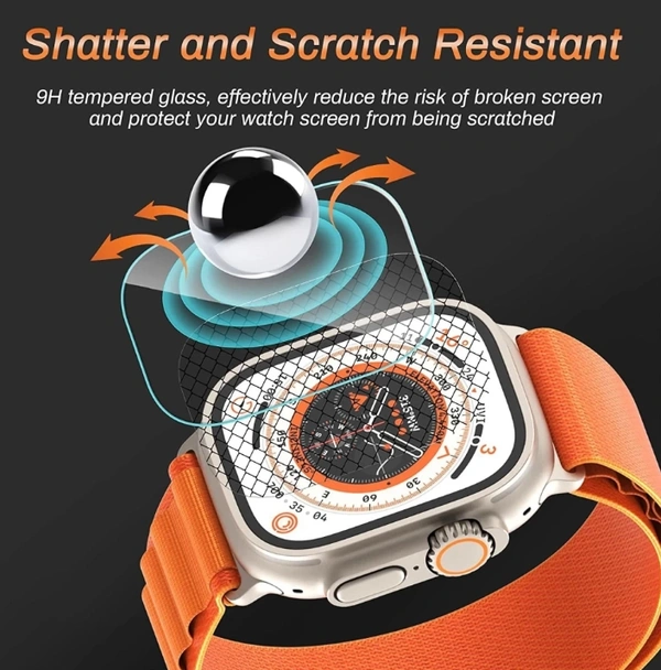 miZi Tempered Glass Guard For Apple Watch Ultra 49mm  - Yellow Orange