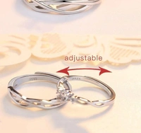 Adjustable Couple Rings Combo Lovers American Diamond Valentine Brass, Stainless Steel ,coopper - Silver