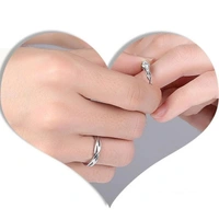 Adjustable Couple Rings Combo Lovers American Diamond Valentine Brass, Stainless Steel ,coopper - Silver