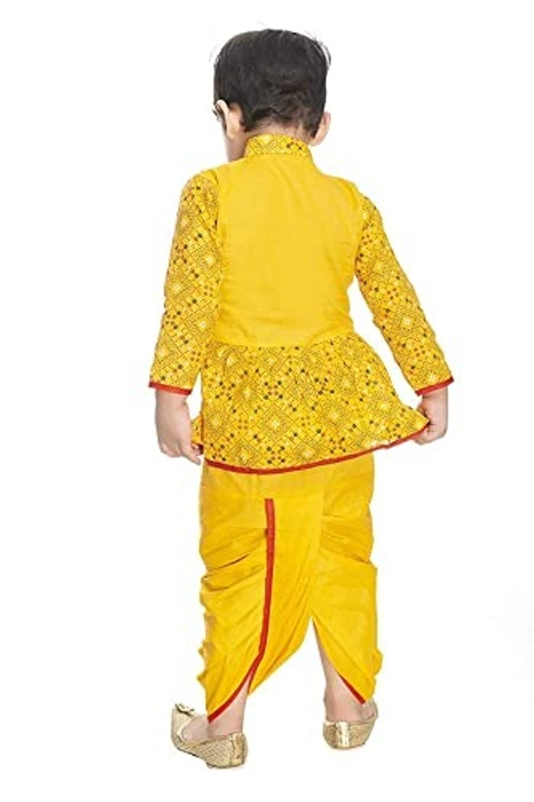 PK HUB Baby Boys Cotton Traditional Full Sleeve Yellow Rajasthani Angrakha Dress with Dhoti and Santa Claus Dress(PACK OF 2) - 6-12 months