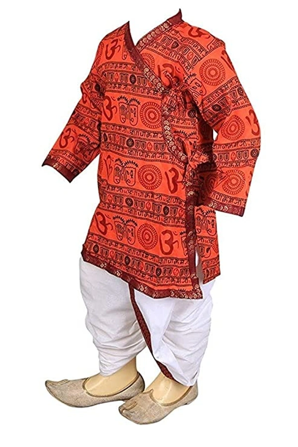 PK HUB Boys Om Printed Dhoti Kurta Pant Set - 0-6 month