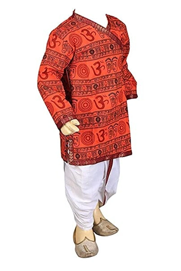 PK HUB Boys Om Printed Dhoti Kurta Pant Set - 0-6 month