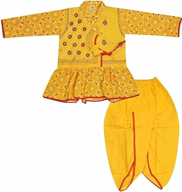 PK HUB Boy's Cotton Full Sleeve Rajasthani Angrakha Dress with Dhoti - 6-12month