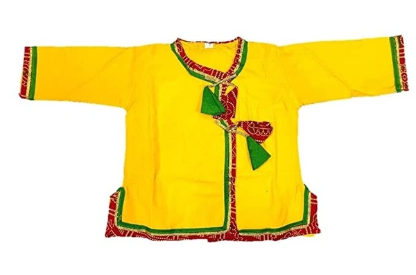 PK HUB Krishna Dress, Yellow Colour Krishna Dress + Head Band + Flute + Kamar Bandh - 2-3year