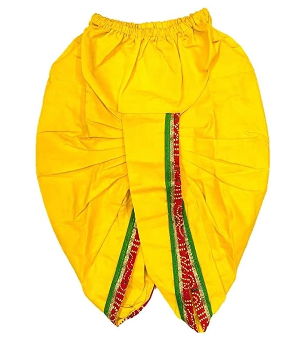 PK HUB Krishna Dress, Yellow Colour Krishna Dress + Head Band + Flute + Kamar Bandh - 2-3year