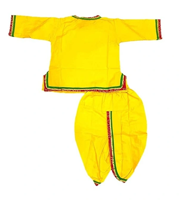 PK HUB Krishna Dress, Yellow Colour Krishna Dress + Head Band + Flute + Kamar Bandh - 2-3year