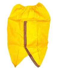 PK HUB Kids Cotton Yellow Krishna Style Kurta & Dhoti Dress (Pack Of 5-Kurta,Dhoti,Bansuri,Mukut,Patka) - 0-3month