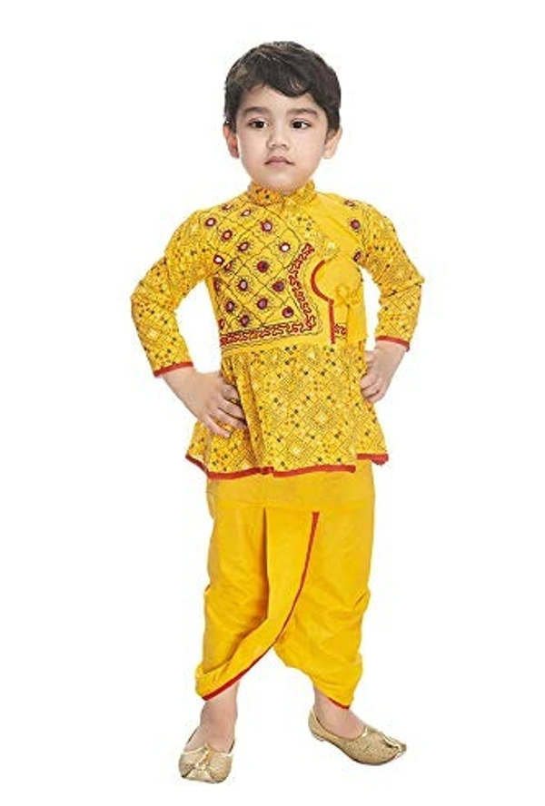 PK HUB Baby Boys Cotton Traditional Full Sleeve Rajasthani Angrakha Dress with Dhoti