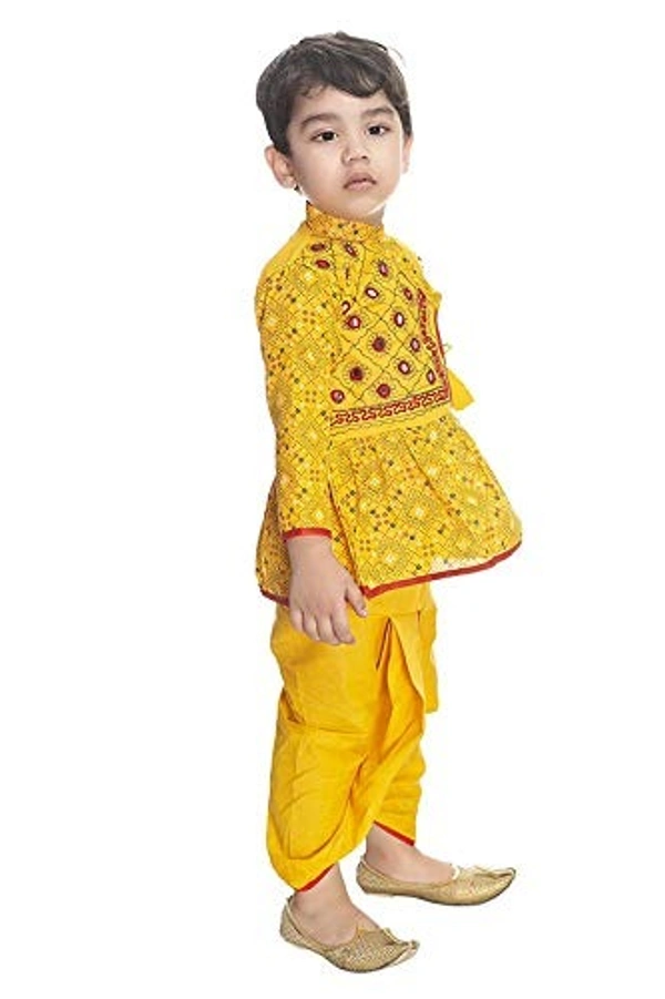 PK HUB Baby Boys Cotton Traditional Full Sleeve Rajasthani Angrakha Dress with Dhoti - FREE, 6-12 month, 200 GM