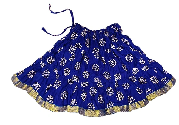 PK HUB® Baby Girl's Cotton Readymade Printed Lehenga Choli,Cute Gold print - 1-2 year, blue
