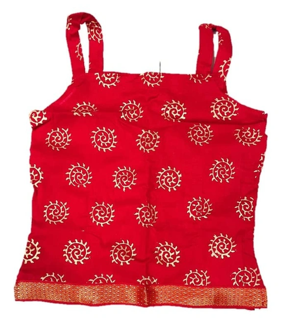 PK HUB® Baby Girl's Cotton Readymade Printed Lehenga Choli,Cute Gold Print - 2-3 year, Red