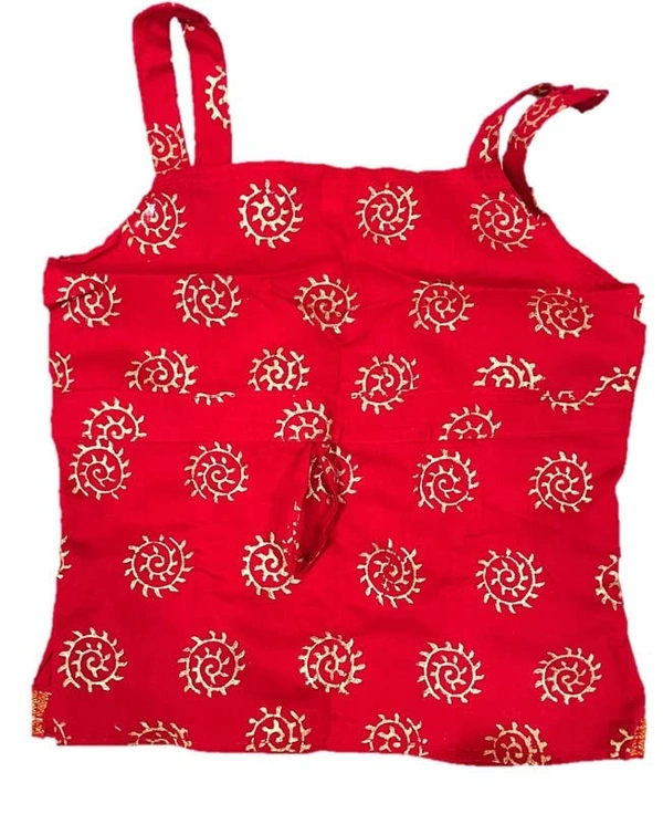 PK HUB® Baby Girl's Cotton Readymade Printed Lehenga Choli,Cute Gold Print - 2-3 year, Red
