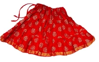 PK HUB® Baby Girl's Cotton Readymade Printed Lehenga Choli,Cute Gold Print - 2-3 year, Red