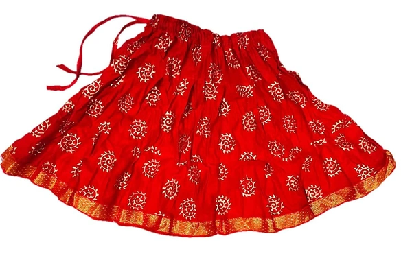 PK HUB® Baby Girl's Cotton Readymade Printed Lehenga Choli,Cute Gold Print - 2-3 year, Red