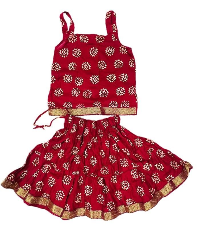 Baby Girl Maheshwari Handwoven Cotton Silk Lehenga Choli - Champa