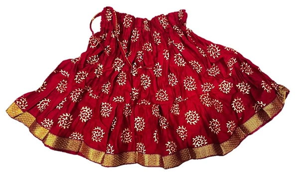 PK HUB® Baby Girl's Cotton Readymade Printed Lehenga Choli,Cute Gold print - 2-3Year, Maroon