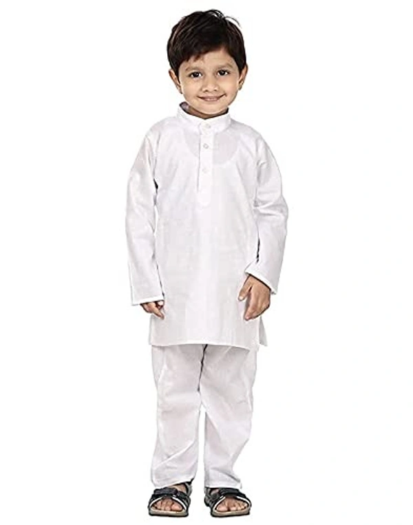 PK HUB Kids White Cotton Kurta Pyjama Set - 11-12 YEAR, WHITE